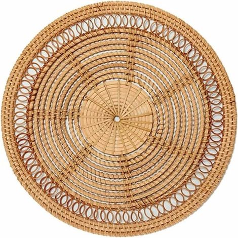 Cestino decorativo in rattan intrecciato, stile boho, decorazione da parete