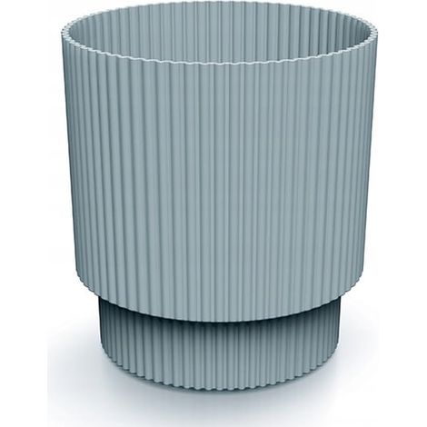 Vaso da fiori a righe grigie su gamba di plastica, 13,8x12,8 cm, coperchio Milly Round