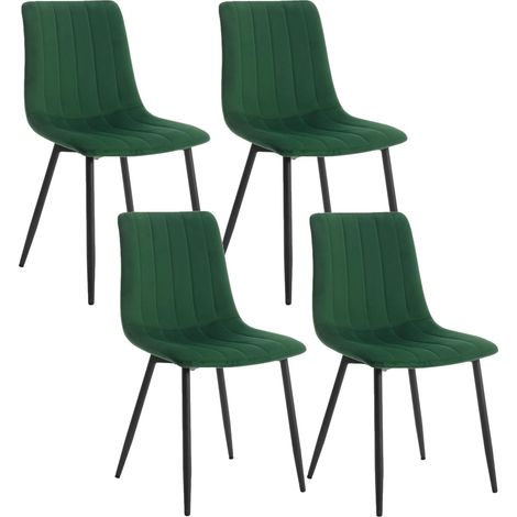Klihome Set of 4 Designer Velvet Dining Chairs Metal Legs, Green (1/5)
