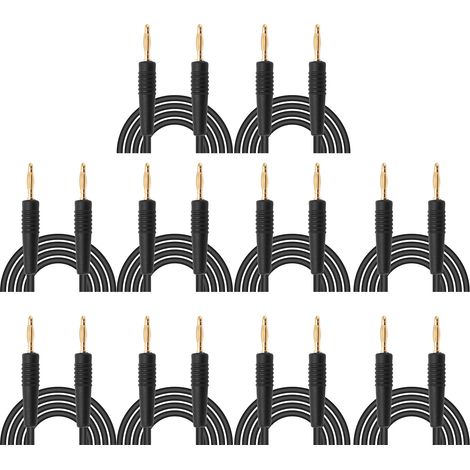 10 Ensembles Câbles de Test avec Fiches Banane Soudées Mâle-Mâle pour Usage Domestique et Industriel 0.44mm² Noir (1/5)