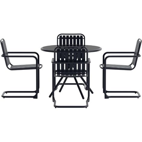 Chios Gartenset Tisch 90x90cm 4 Stühle schwarz.