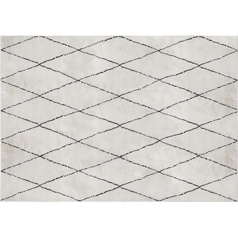 Tappeto rettangolare con motivi a losanghe neri 200 x 300 cm SILAN