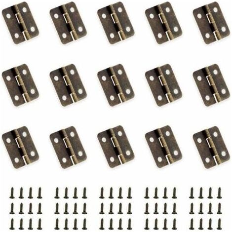 YUEQIN 50 Pièces Bronze Antique Mini Charnières Se Pliant Charnière Connecteurs DIY Petit Charnières avec 200 Ongles de Rechange pour boîte en bois Boîte à bijoux Cabinet DIY Accessoires(18 x (1/5)