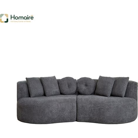 Graues Samtsofa 200 x 90 x 80 cm HOMAIRE (1/5)
