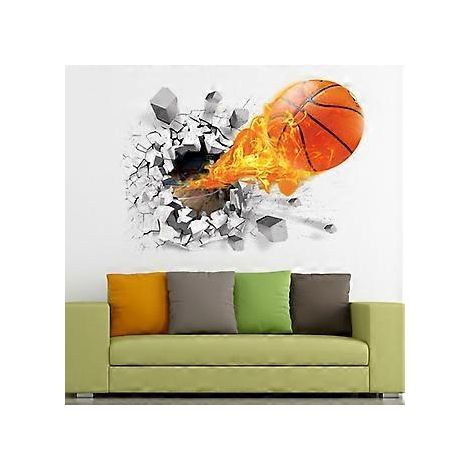 3D Selbstklebend, abnehmbar (Flying Fire Basketball (19,7" x 2) - Verleihen Sie Ihren Wänden eine dynamische und sportliche Note)