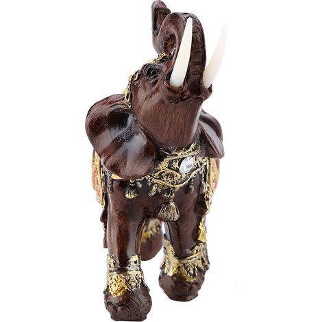 Statuette Éléphant en Bois Feng Shui pour la Prospérité - Décoration Maison Porte-Bonheur Cadeau Élégant (Taille Moyenne) (1/5)