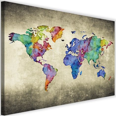 Cadre déco Carte du monde Coloré Vintage 60x40 (1/5)