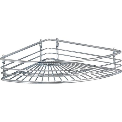 Étagère d'angle murale en métal chromé 31,5 x 6 x 22,5 cm – Fixation murale – Rangement pour accessoires de salle de bain (1/5)