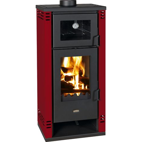 Stufa a Legna con Forno Prity K2 GT F 8.1 kW – Camino Color Bordeaux (1/2)