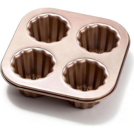 Cannele Moule à pâtisserie en acier au carbone antiadhésif moule à cannelés doré (1/5)