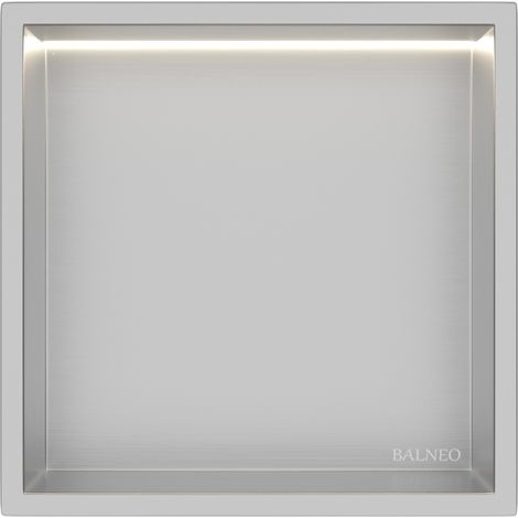 Balneo Niche de douche encastrable avec éclairage LED Wall-Box ONE 30 x 30 x 10 cm - Acier inoxydable AISI 304 - Étanche (1/5)