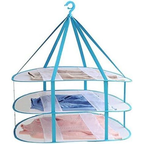 [JAMAIS UTILISÉ]Séchoir à vêtements grande taille à 3 niveaux en maille pliée pour vêtements suspendus Sèche-linge T-shirt Séchoir à chandail 30,3 pouces de long x 24,5 pouces de large x 30,7 pouces d (1/5)