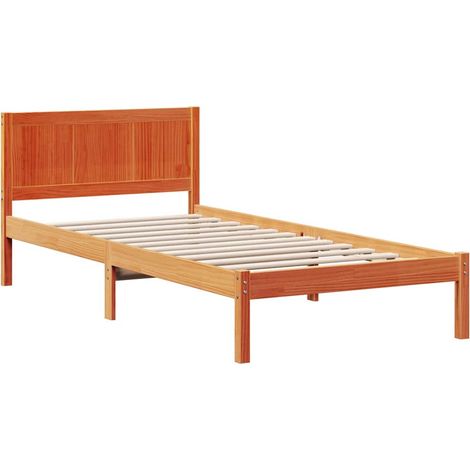 Lit simple,Lit adulte,Cadre de lit Marron 90 x 200 cm Bois de pin massif CFW9998597 (1/5)