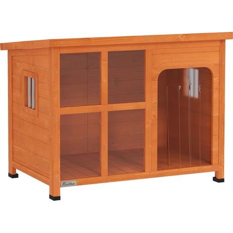 Niche extérieure avec toit en asphalte porte pliante avec rideau et base amovible 90 x 62 x 71 cm en bois naturel