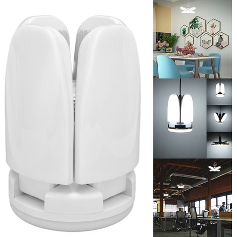 Projecteur LED pliable pour garage, modulable, ampoule E26/27, 4+1 feuilles, éclairage industriel et minier, éclairage d'usine, éclairage d'entrepôt, éclairage décoratif, 4+1 feuilles, 80 W 6500 K (1/5)