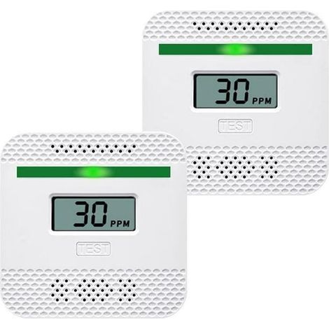 Detector de monóxido de carbono alimentado por batería, detector de gas con pantalla e indicador de temperatura. (1/5)