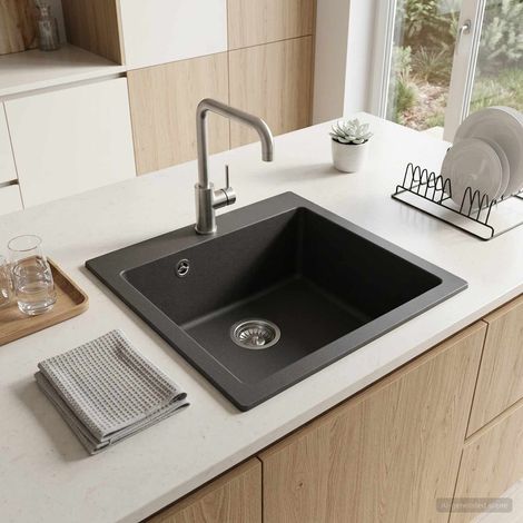 vidaXL Lavello da cucina a una vasca Granito 42,5 x 50 x 31 cm Grafite