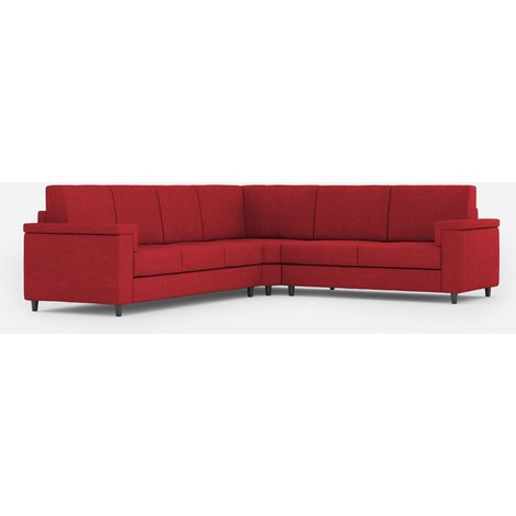 Divano Angolare 6 Posti 286x246x85 cm Marrak in Tessuto Rosso (1/5)