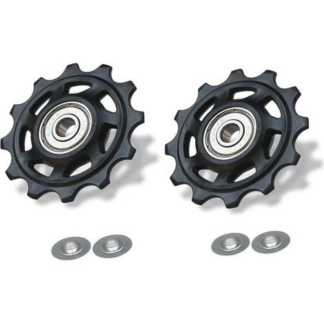 Kit puleggia tenditrice, 2 pezzi 12T Kit rotella di rinvio Meccanismo per bicicletta Puleggia per deragliatore 5/6/7/8 velocità Dado Rondelle Raccordi, puleggia deragliatore posteriore