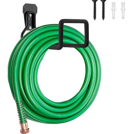 Support mural en métal robuste pour tuyau d'arrosage/tuyau extensible/enrouleur de tuyau/tuyau d'eau/tuyau de poche/tuyau flexible (noir) (Sa0729) (1/5)