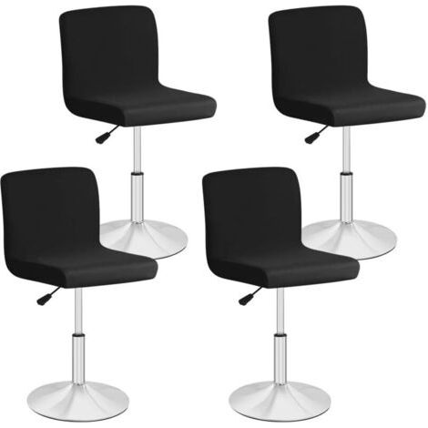 Ensemble de 4 Housses de Chaise Haute Bar de Salle à Manger, Housse Tabouret de Bar Amovible et Lavable, Couverture Extensible pour Chaise Haute pivotante (Noir)