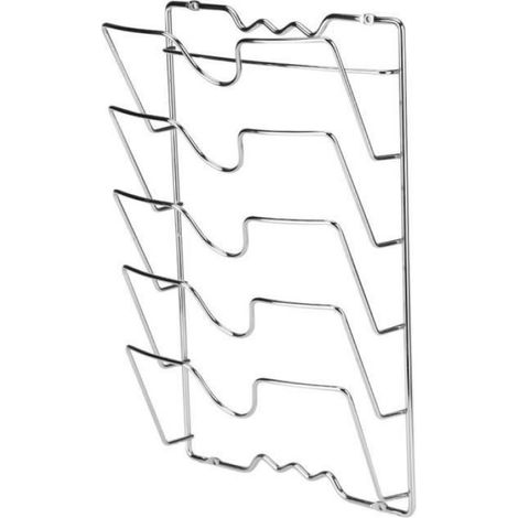 Support Couvercle Casserole - Fer Robuste - Finition Chromée - 43,4 x 27,8 x 9,7 cm - Pour 5 Couvercles (1/4)