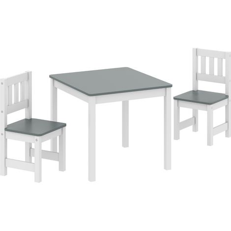 Tavolino per bambini con 2 sedie in MDF e pino 56 x 52 x 48 cm grigio HOMVRA (1/5)