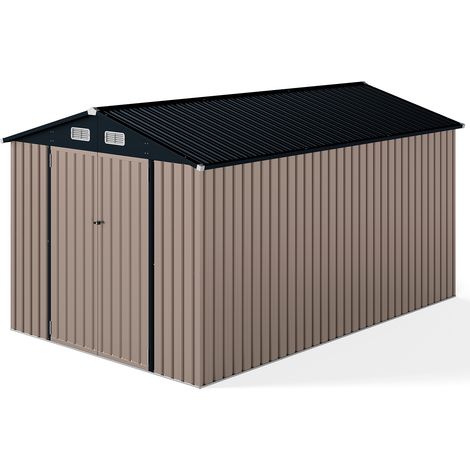 Abri de Jardin Extérieur, Grande Remise à Outils avec Toit Incliné, Portes Verrouillables avec Clés, 4 Aérations, 350x223x197cm (1/5)
