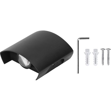 Luminaire murale LED étanche en aluminium noir, applique décorative extérieure 110‑265V lumière chaude