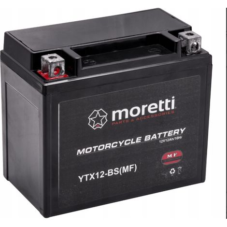 Batteria Moretti al gel 12V 12Ah 130A YTX12-BS MTX12 per ATV, scooter e motociclette. (1/3)