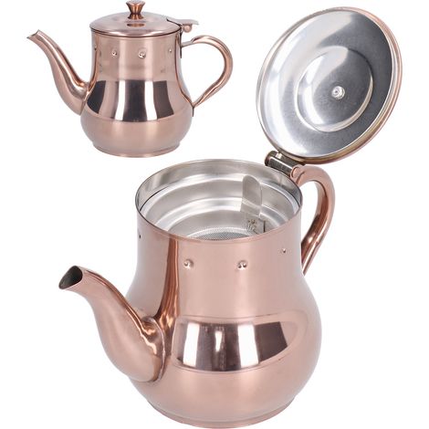 Théière en Acier Inoxydable 500ML Rose Gold avec Couvercle Intégré et Poignée Anti-brûlure, Idéale pour Salles de Réunion (1/5)