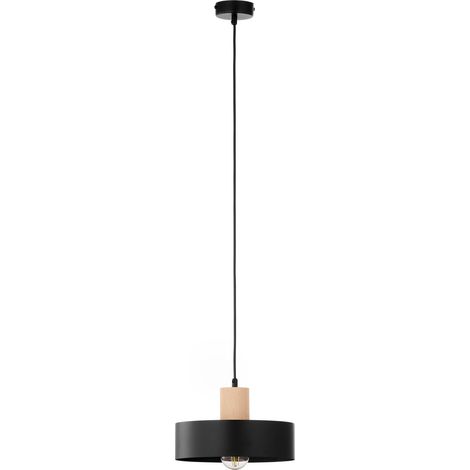 Suspension scandinave noire et bois moyen RIF WOOD Sigma Lighting 1xE27 15W (1/5)