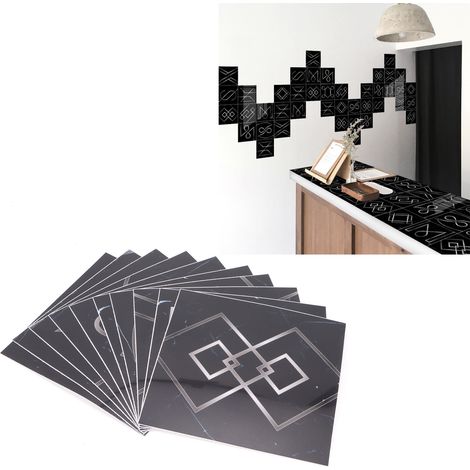 Lot de 10 stickers muraux en PVC auto-adhésifs pour carrelage, parfaits pour la cuisine ou le salon. (1/5)