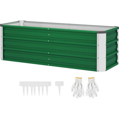 Jardinière rectangulaire acier Vert 125x47x40 cm avec gants