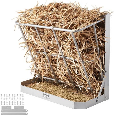 Pour moutons et chevaux, remplissage pratique avec mangeoire à foin et céréales 2 en 1, capacité 179,5 L (1/5)