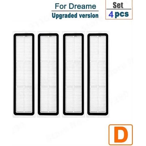 (Filtre 4) Convient aux aspirateurs robots Dreame D9 Bot et L10 Pro. Pièces de rechange : brosse principale latérale, filtre, chiffon de nettoyage. Kit d'accessoires pour la maison. (1/4)