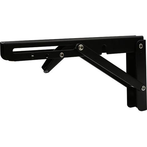 Supports pliants 300 mm, 2 supports de console pliants noirs, supports d'étagère pliants, supports de console pliants rétractables robustes, supports d'étagère, adaptés pour garage, cuis (1/5)
