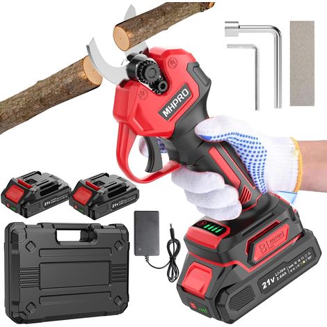 Sécateur Électrique Sans fil, 30mm Secateur Electrique avec 2 Batteries de 2000mAh et Écran LCD, Secateur a Batterie Moteur Sans Balais Pour la Taille, Le Jardinage, Les Arbres Fruitiers. (1/5)