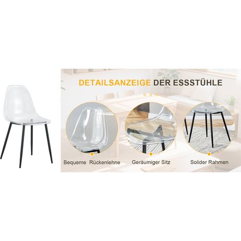 Sedia da pranzo, set da 4, 44 x 45,7 x 83 cm, nero (1/5)