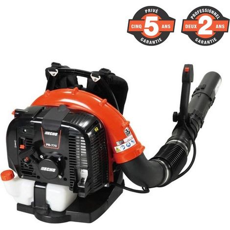 Echo – Souffleur thermique à dos PB770 – Cylindrée 63.3 cm³ – Débit d'air 1400 m³/h – Poids 10.8 kg pour travaux intensifs
