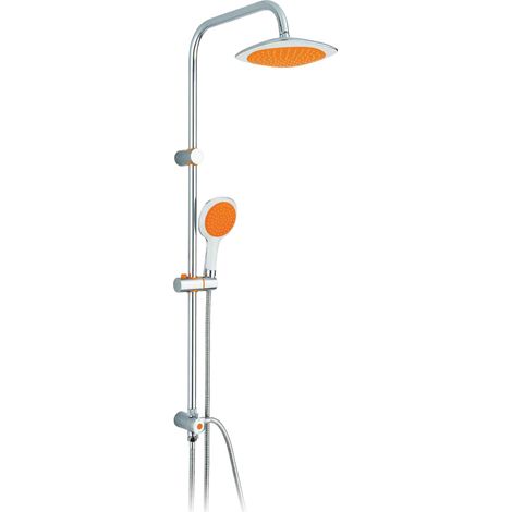 Doccia mix flower arancio saliscendi cromato diam.20 doccetta diam.12 lunghezza110cm (1/4)