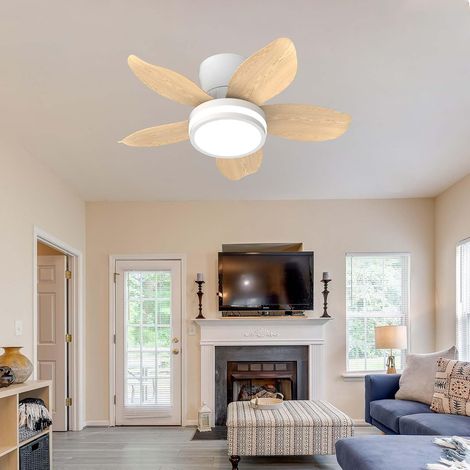 Ventilador de techo moderno con iluminación LED y mando a distancia, 65 cm, brillo regulable, LED tricolor, color madera, 220 voltios. (1/5)