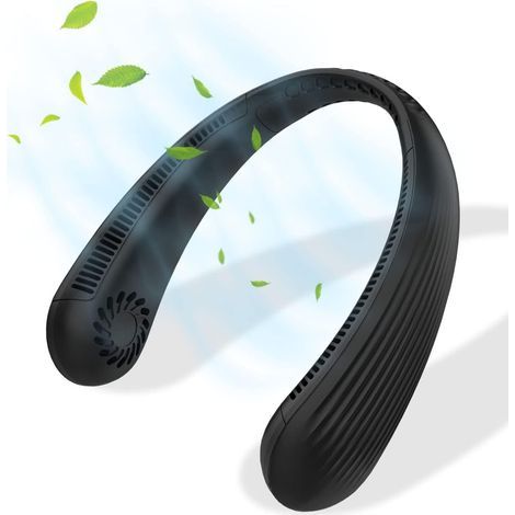 Neck Fan, 3 Speed Quiet Bladeless Portable Neck Fan, Mini USB Rechargeable, Suitable for Office, Family Travel, Outdoor Sports-Black (1/5)