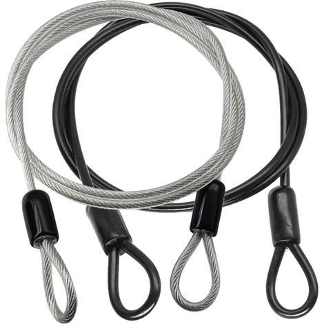 2 Pieces Steel Cable with Eyelets, Heavy Duty Cable with Loop, Anti-Theft Cable Lock, Stainless Steel Cable, Rustproof, for Garden Furniture, Patio Furniture, Bicycle (100cm) (1/5)