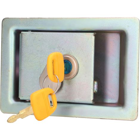 Verrou de porte latérale avec 2 clés, compatible Kobelco SK120, SK200, SK210, SK230, SK260-6-8 (réf. CG-08-019). (1/5)