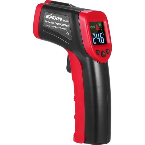 KKmoon Thermomètre Infrarouge Sans Contact Portable Numérique -50 à 480℃ 12:1 avec Viseur Laser Écran LCD Rétroéclairé ℃ ℉ Pistolet de Température Industriel (Non pour Humains)