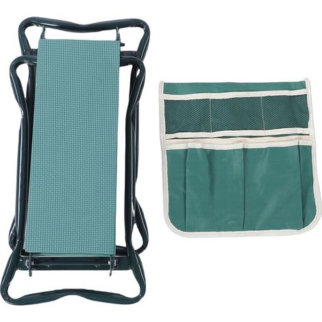 Siège de jardin pliable et multifonctionnel avec sac à outils intégré pour le jardinage extérieur (1/5)