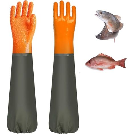 Guanti impermeabili extra lunghi da 65 cm, guanti per la protezione del giardino invernale, guanti lunghi per uomo e donna (rossi, fodera in velluto) (1/5)