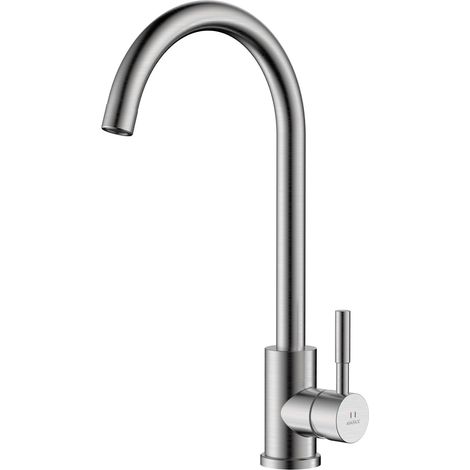 Avapax Robinet de cuisine - Argent - Mitigeur monocommande - Bec orientable - Acier inoxydable