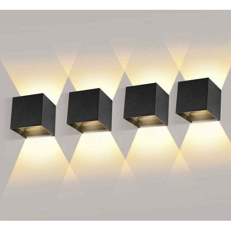 4 Pack Wall light Interior/Outdoor 12W With Angle of Harness Adjustable Wall Chandeliers LED 3000K White Warm Wall lamp Waterproof IP65 Wall light Black for Living room Bedroom (1/5)
